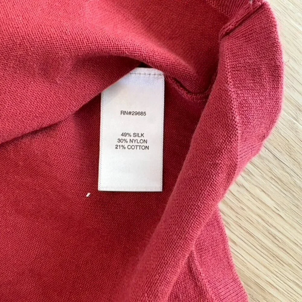 ** PENDLETON Mock Neck Pullover Sweater Women's Size S Cranberry Red Silk Blend - Picture 8 of 8